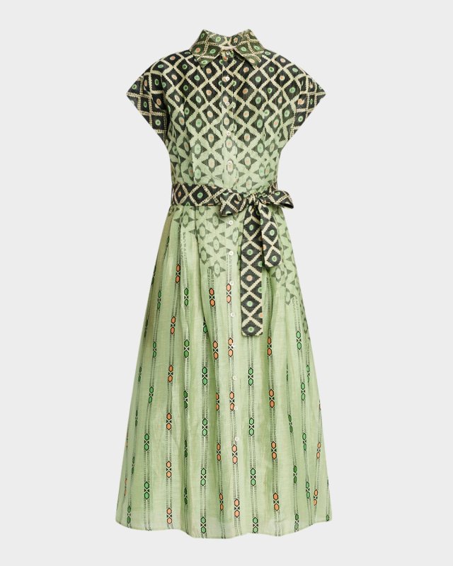 Evelina Hexahue Matcha Midi Shirtdress